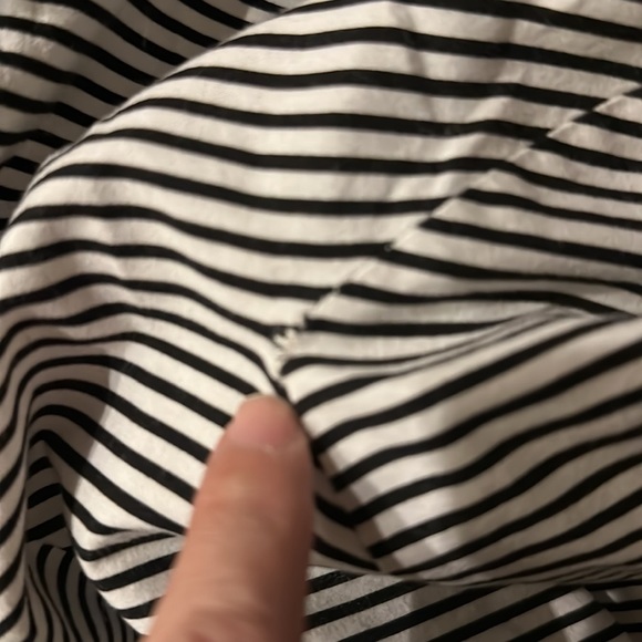 Planet by Lauren G Mixed Stripe Button Down Tunic Shirt with Pockets Sz2 Large - Picture 11 of 11